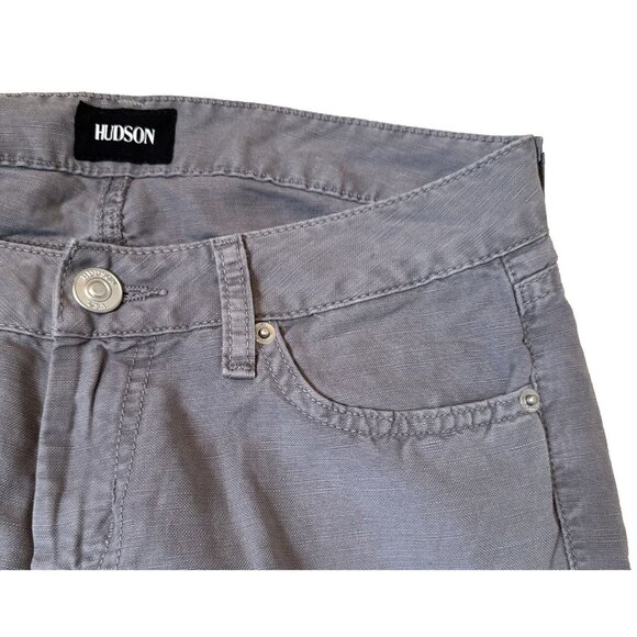 Hudson Women size27 Grey Flare Rise 8 Linen Pant wide leg Ferris Flap 35 inseam - Picture 6 of 11